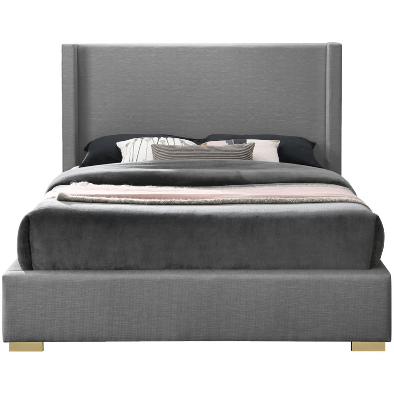 Ebern Designs Leavon Solid Wood and Upholstered Platform Bed & Reviews